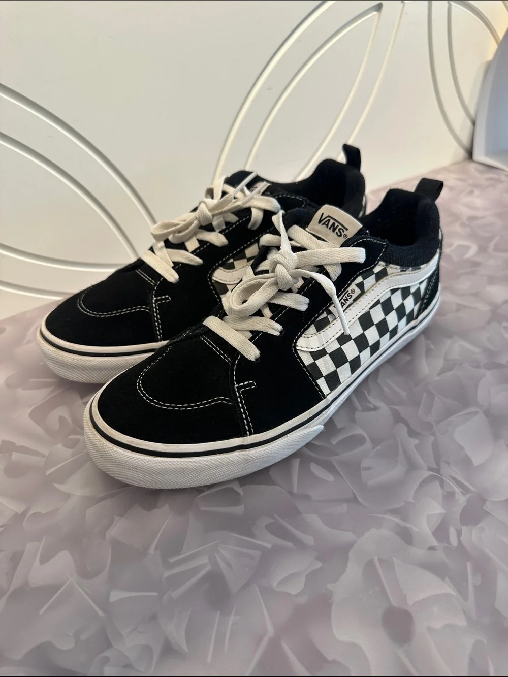 Vans Kids Black & White Checkerboard Skate Sneakers